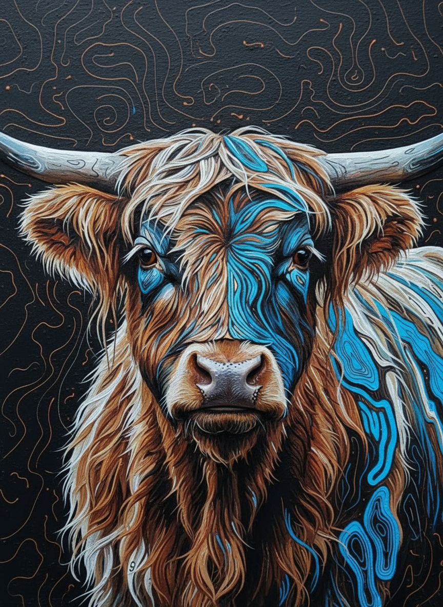 Lines of Becoming Highland Cow (Diamond Painting) Diamond Painting kit
