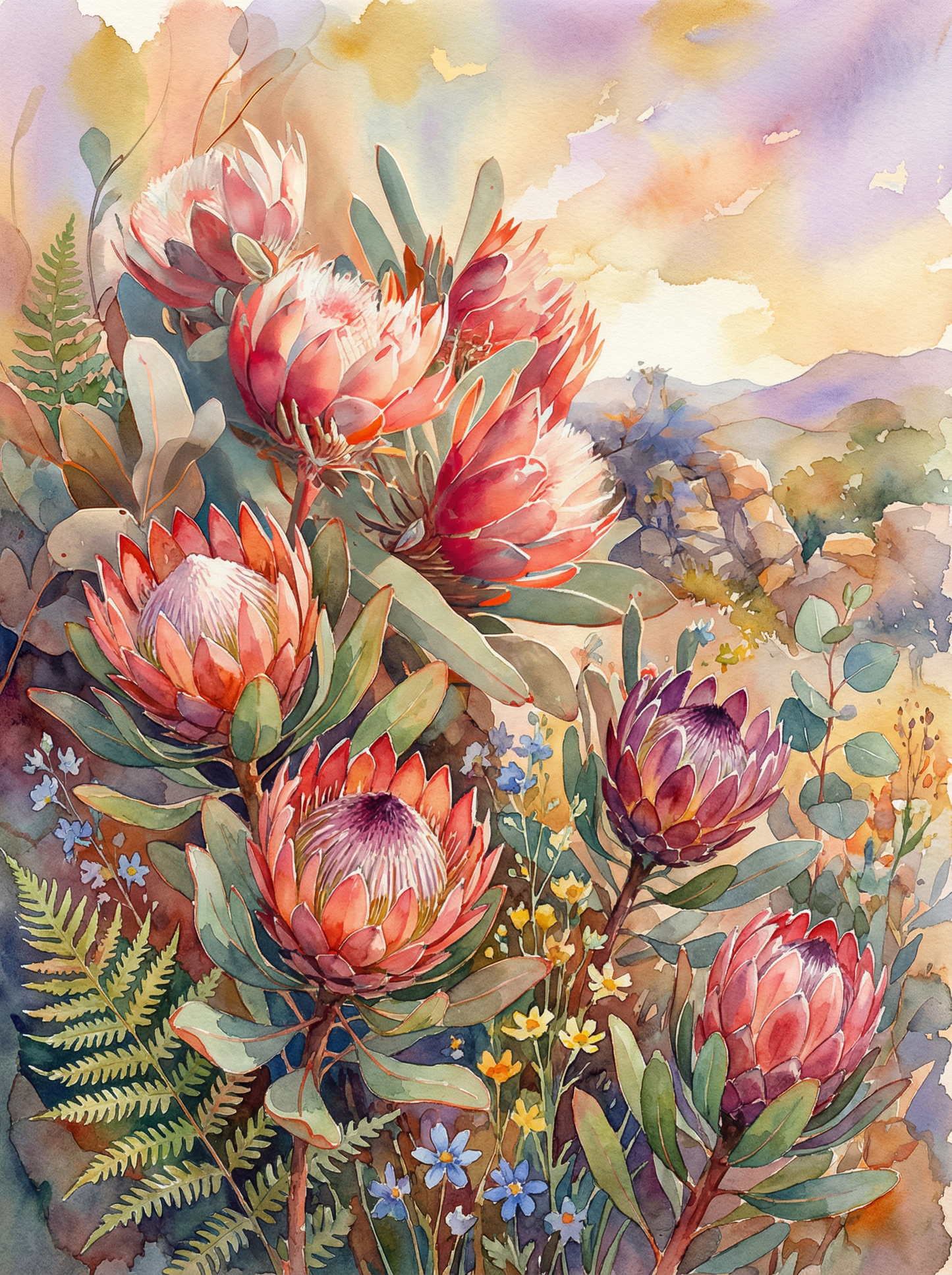 Protea Sunrise Bloom (Diamond Painting) Diamond Painting kit