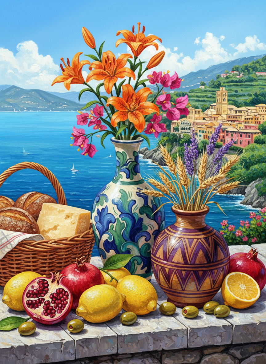 Lemons and Lilies by the Sea (Diamond Painting) Diamond Painting kit
