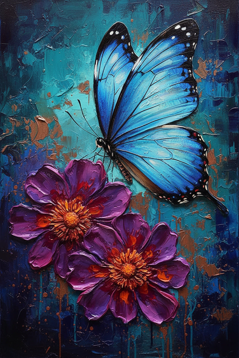 Butterfly on Textured Blue (Diamond Painting) Diamond Painting kit