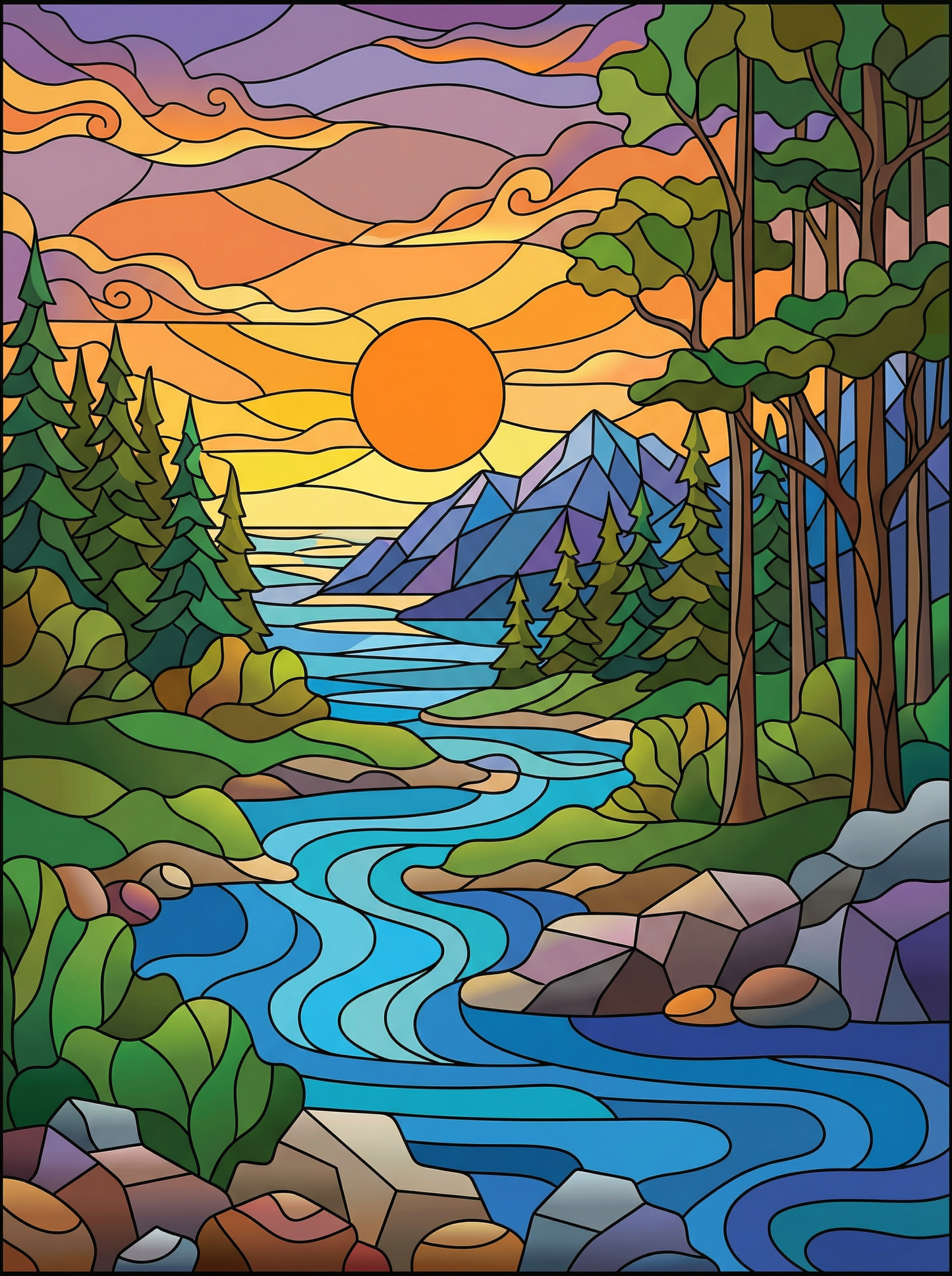 Stained Glass Sunset (Diamond Painting) Diamond Painting kit