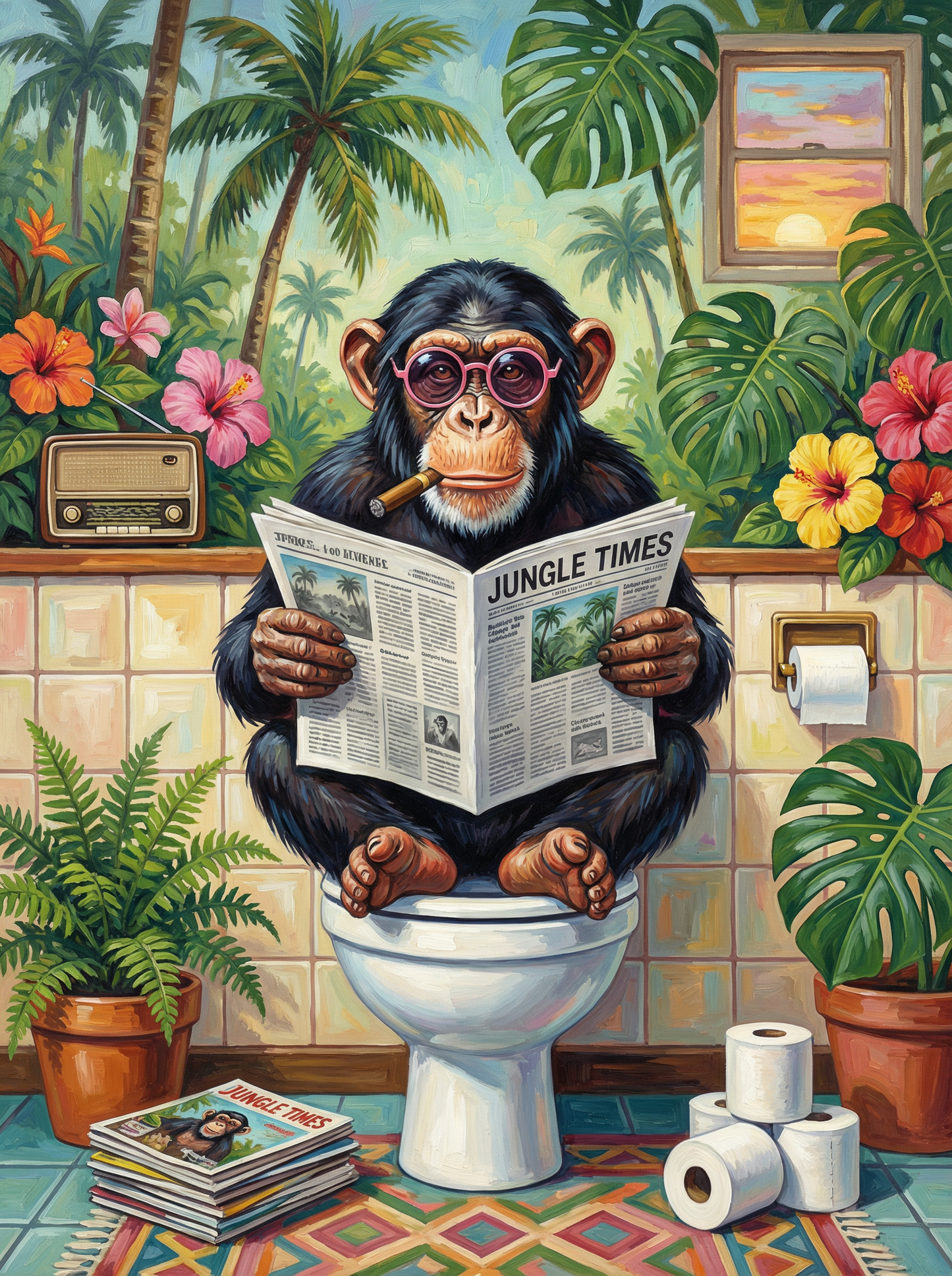 Tropical Toilet Reader (Diamond Painting) Diamond Painting kit