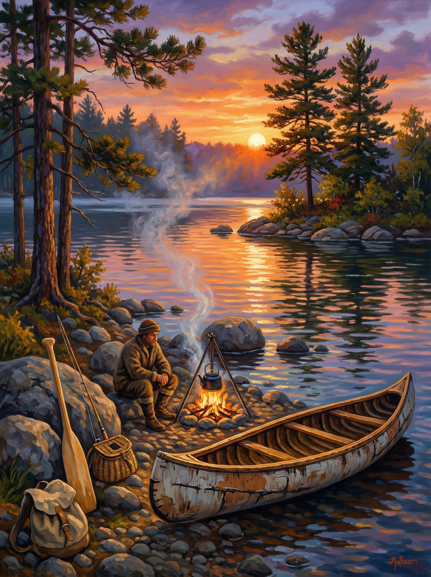 Campfire by the Lake (Diamond Painting) Diamond Painting kit