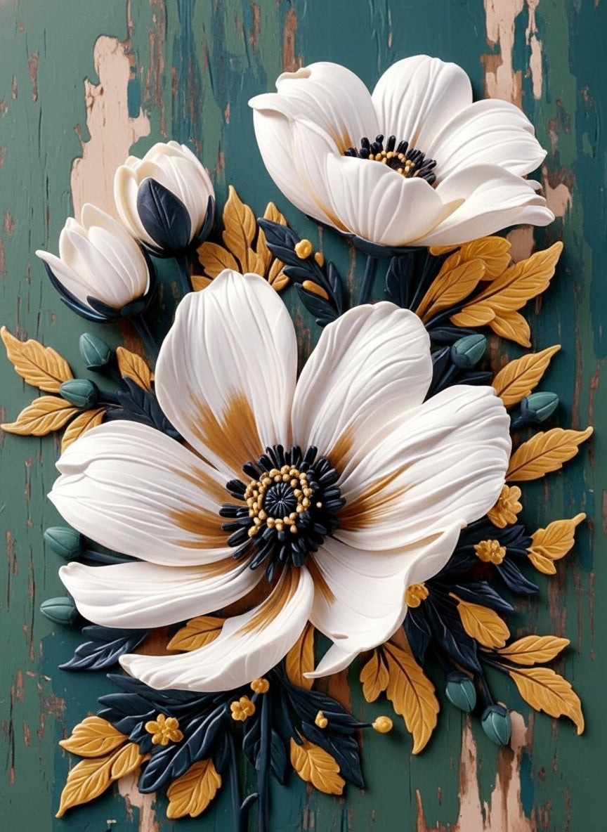 Golden Petals (Board Canvas) Paint by Numbers kit