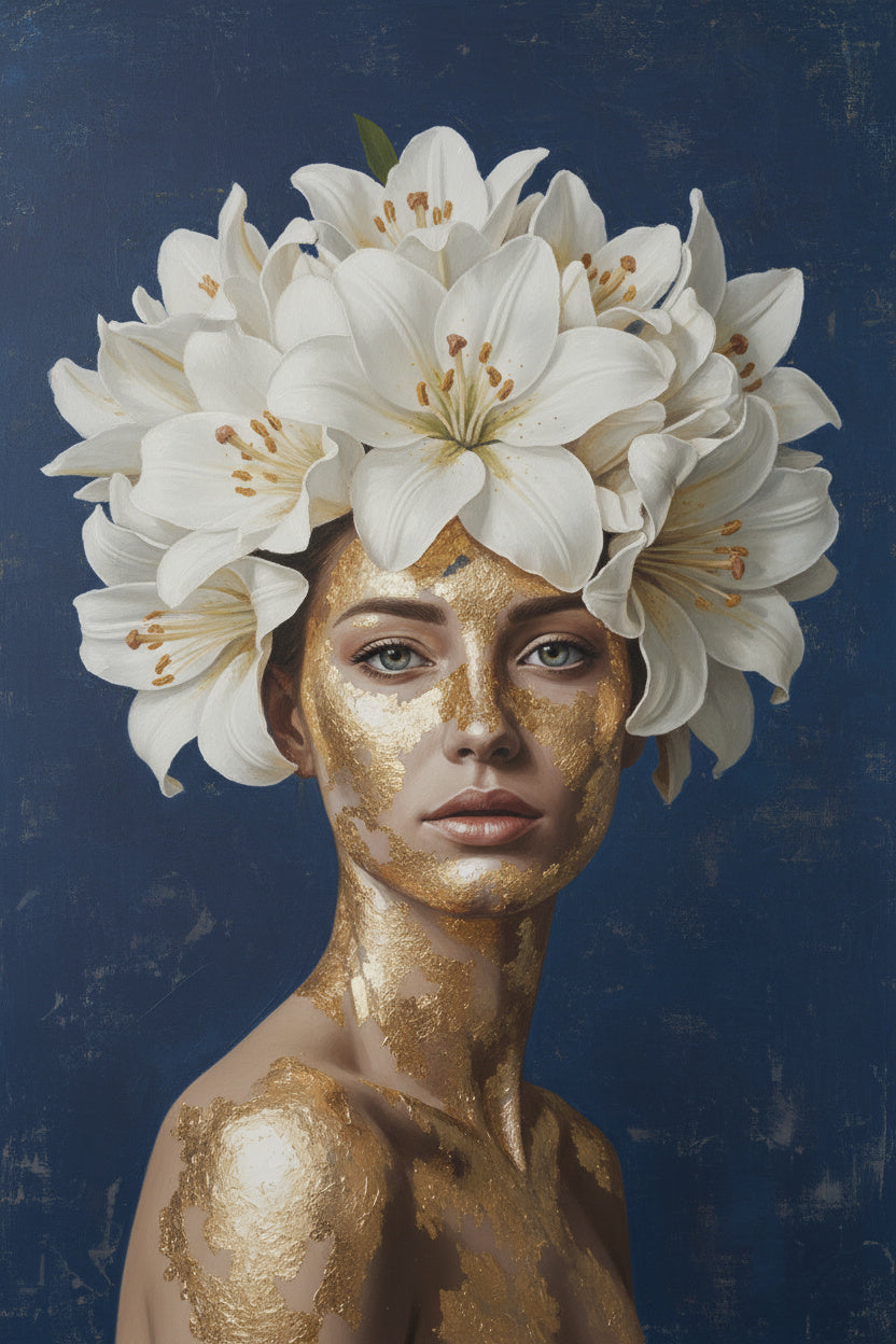 Woman, White Lily Headdress (Diamond Painting) Diamond Painting kit