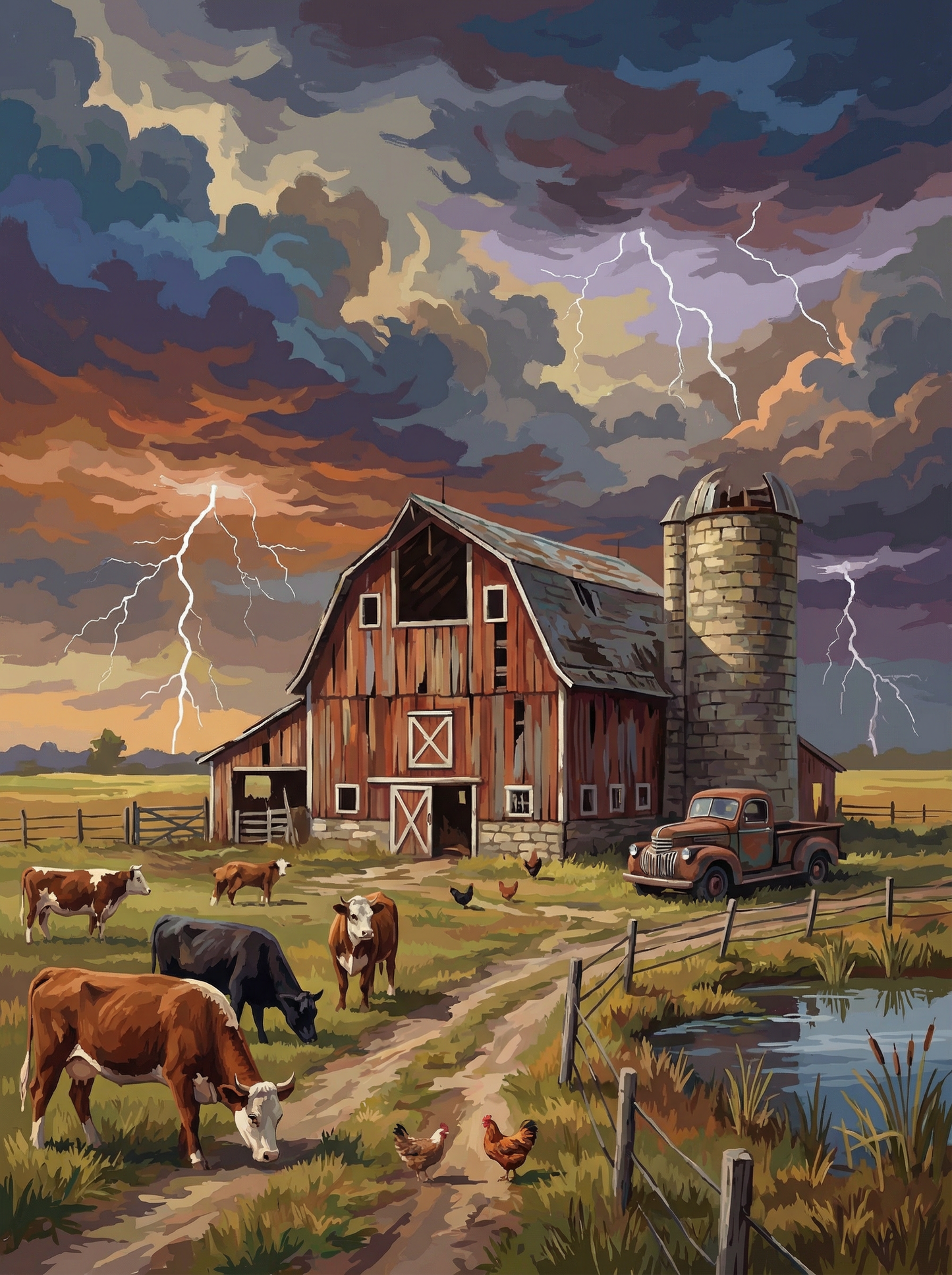 Storm Over the Old Barn (Diamond Painting) Diamond Painting kit