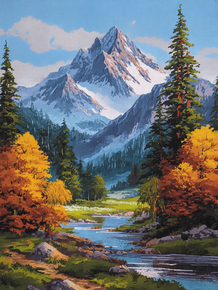 Alpine Fall Stream (Diamond Painting) Diamond Painting kit