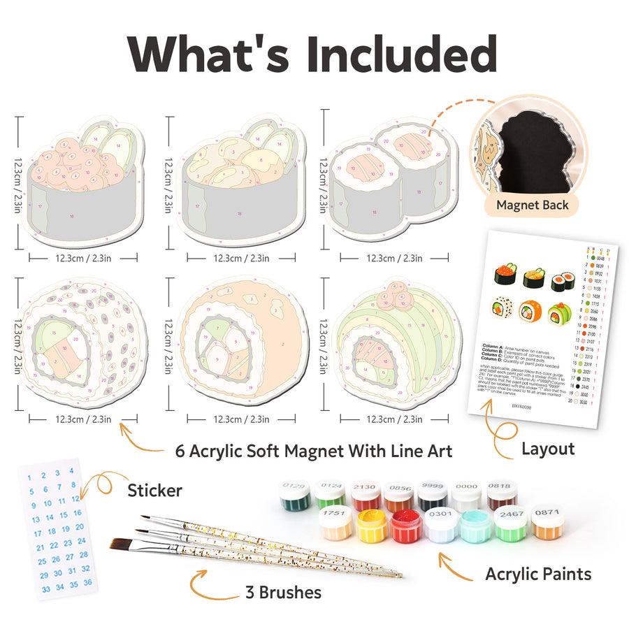 Fridge magnet kit contents