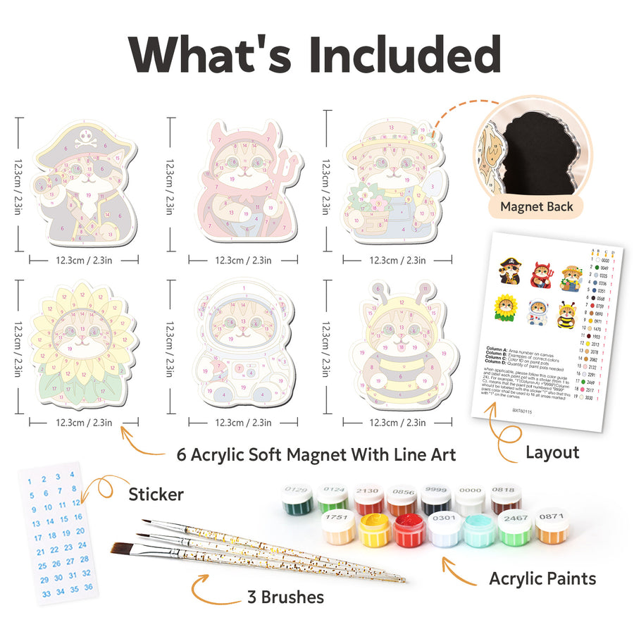 Fridge magnet kit contents
