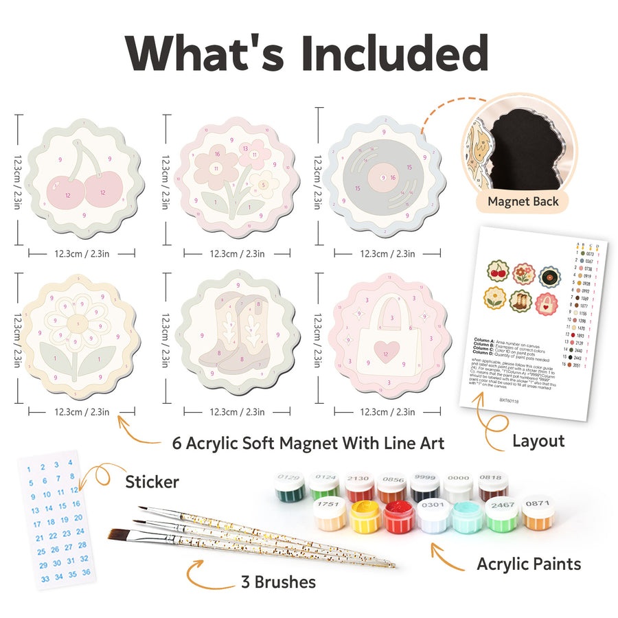 Fridge magnet kit contents
