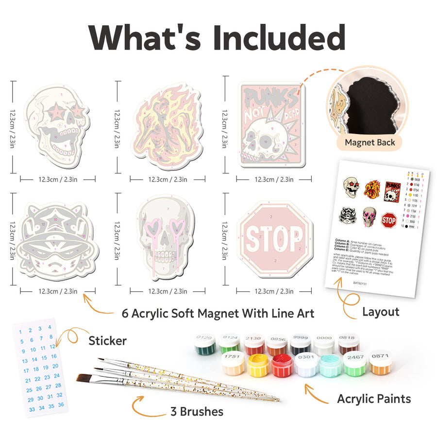 Fridge magnet kit contents