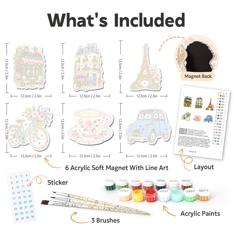 Fridge magnet kit contents