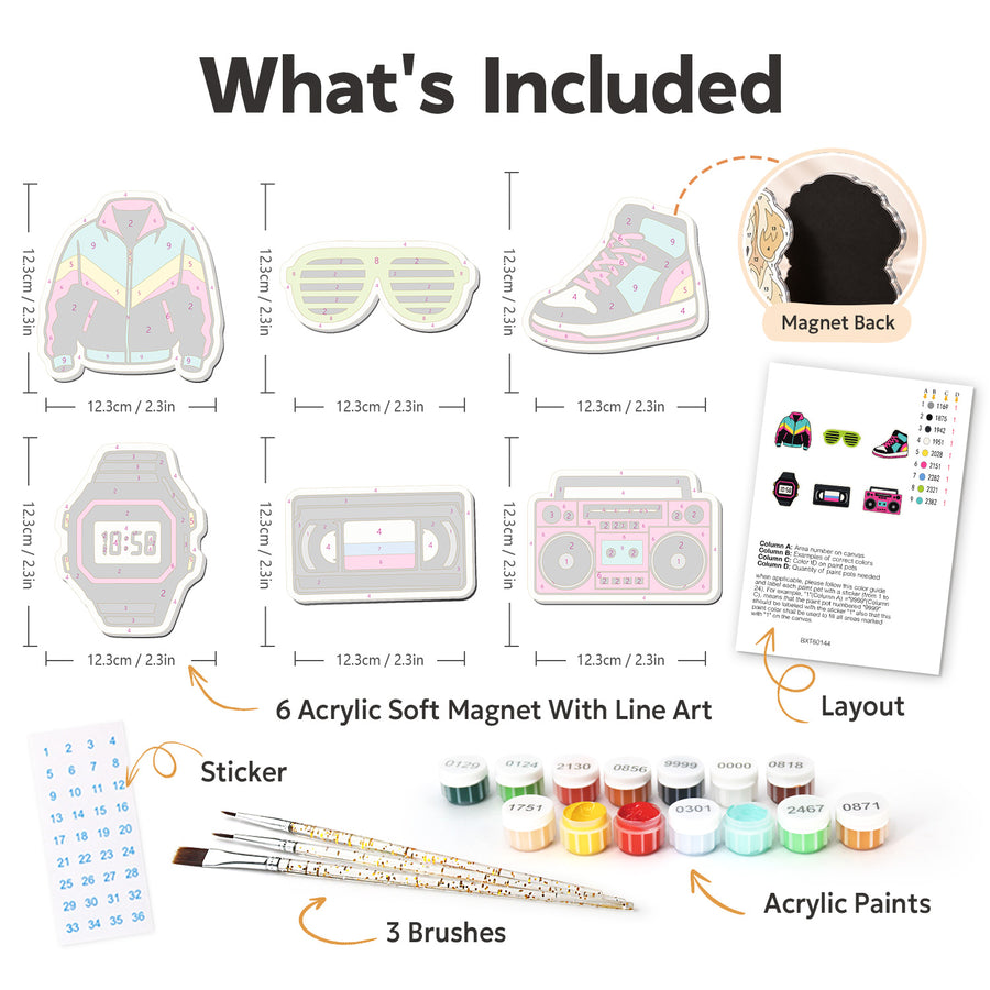 Fridge magnet kit contents