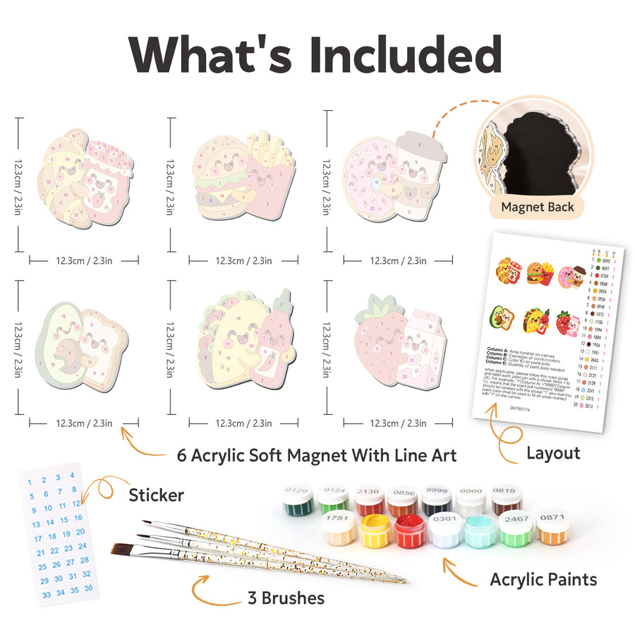 Fridge magnet kit contents