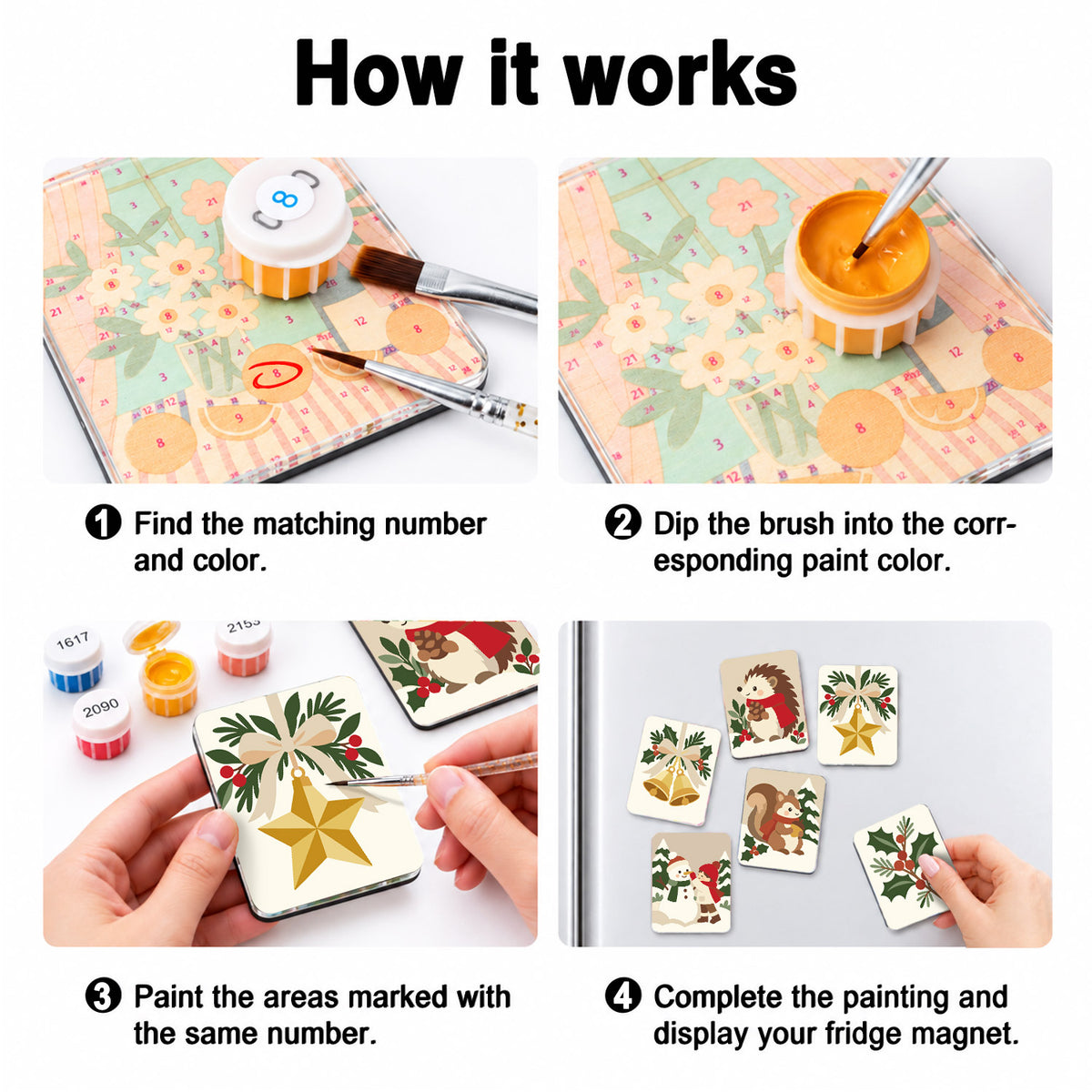 Holly, Hedgehog and Golden Bells fridge magnets – image 4