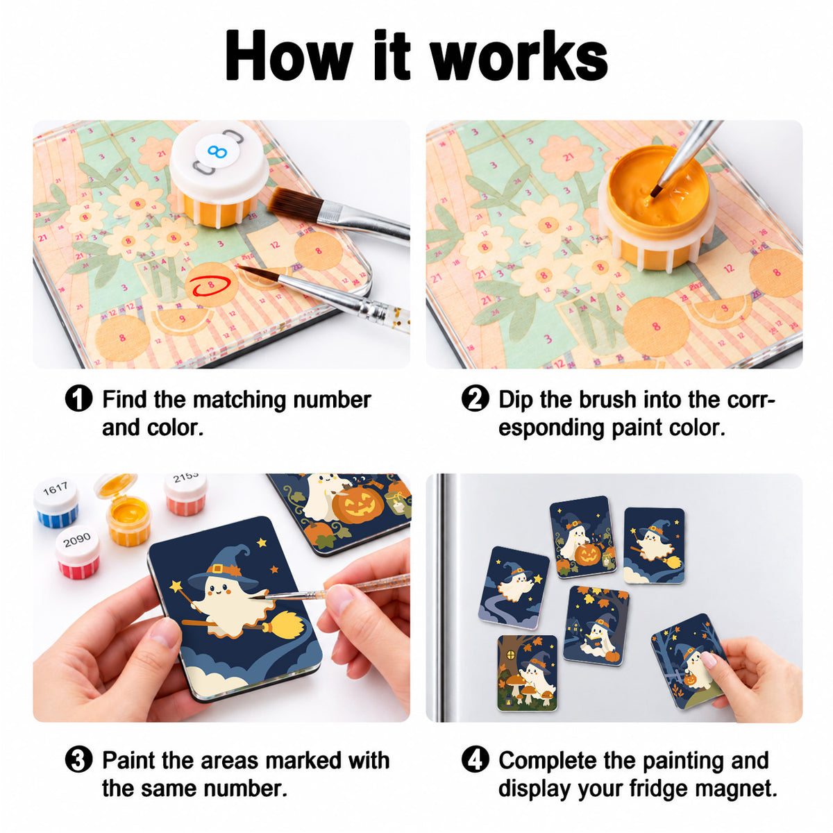 Witch-Hat Ghosts by Moonlight fridge magnets – image 4