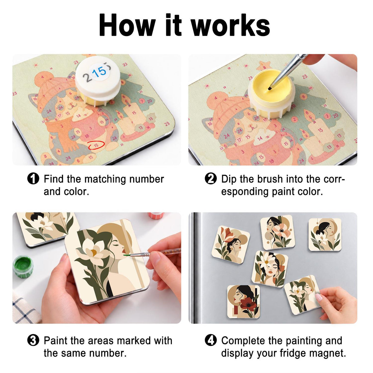 Neutral Boho Flower Muses fridge magnets – image 4
