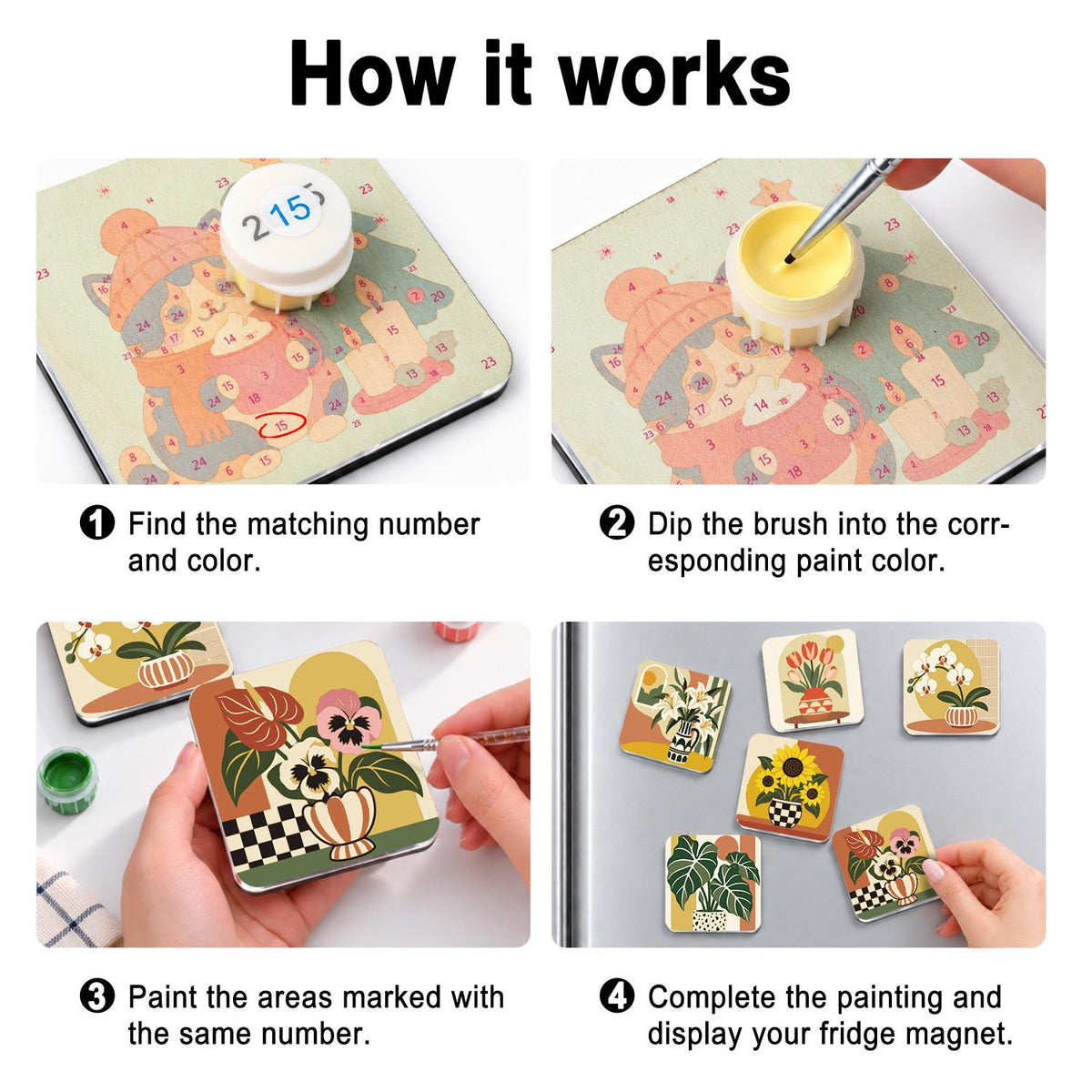Sunflower and Orchid Pots fridge magnets – image 4