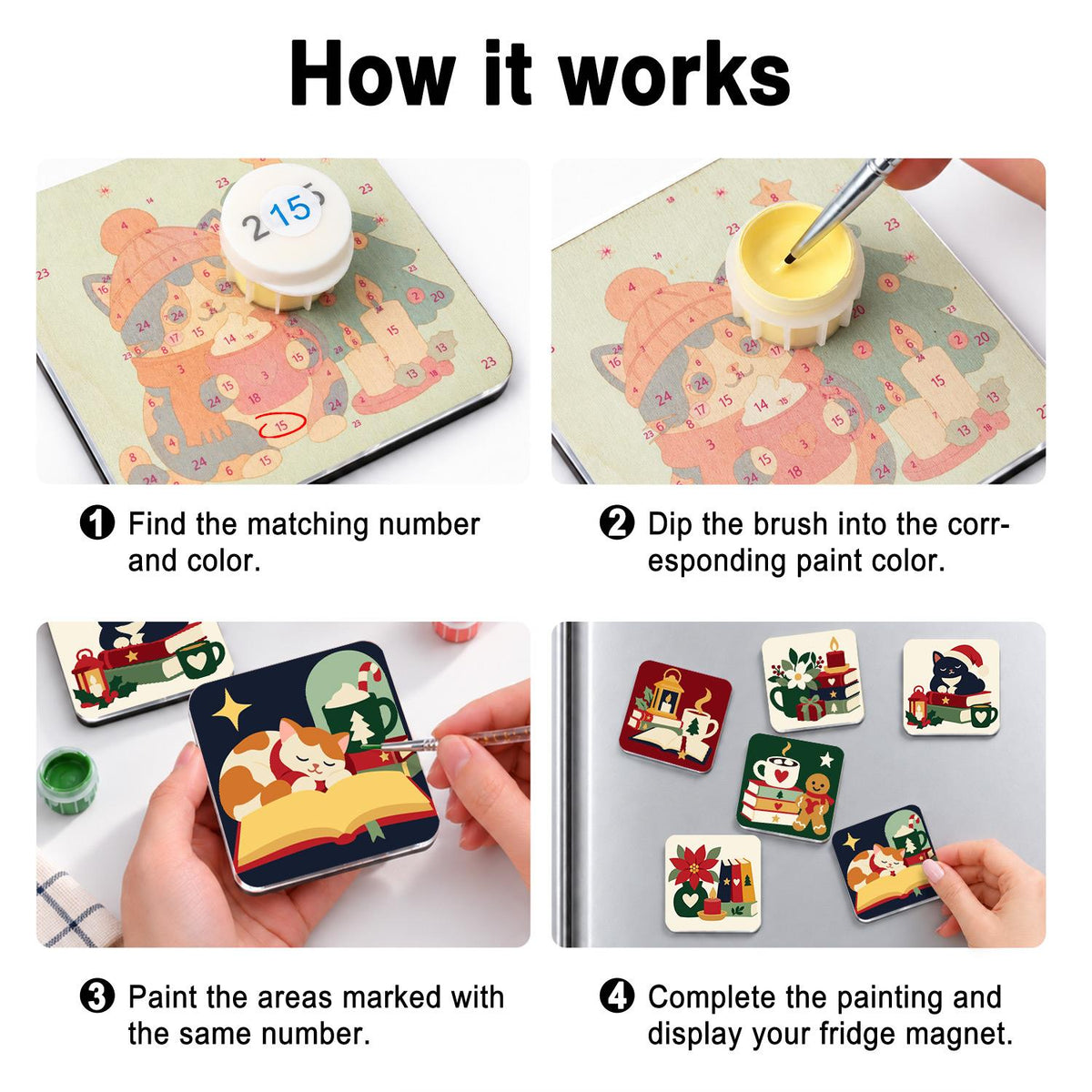 Candlelit Christmas Book Stack fridge magnets – image 4