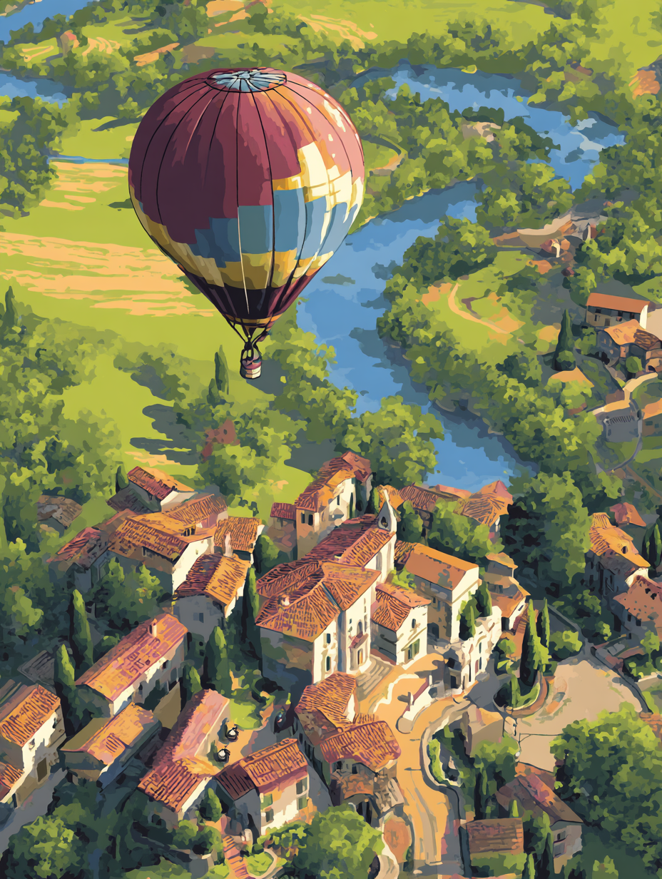 Balloon Over European Town (Diamond Painting) Diamond Painting kit
