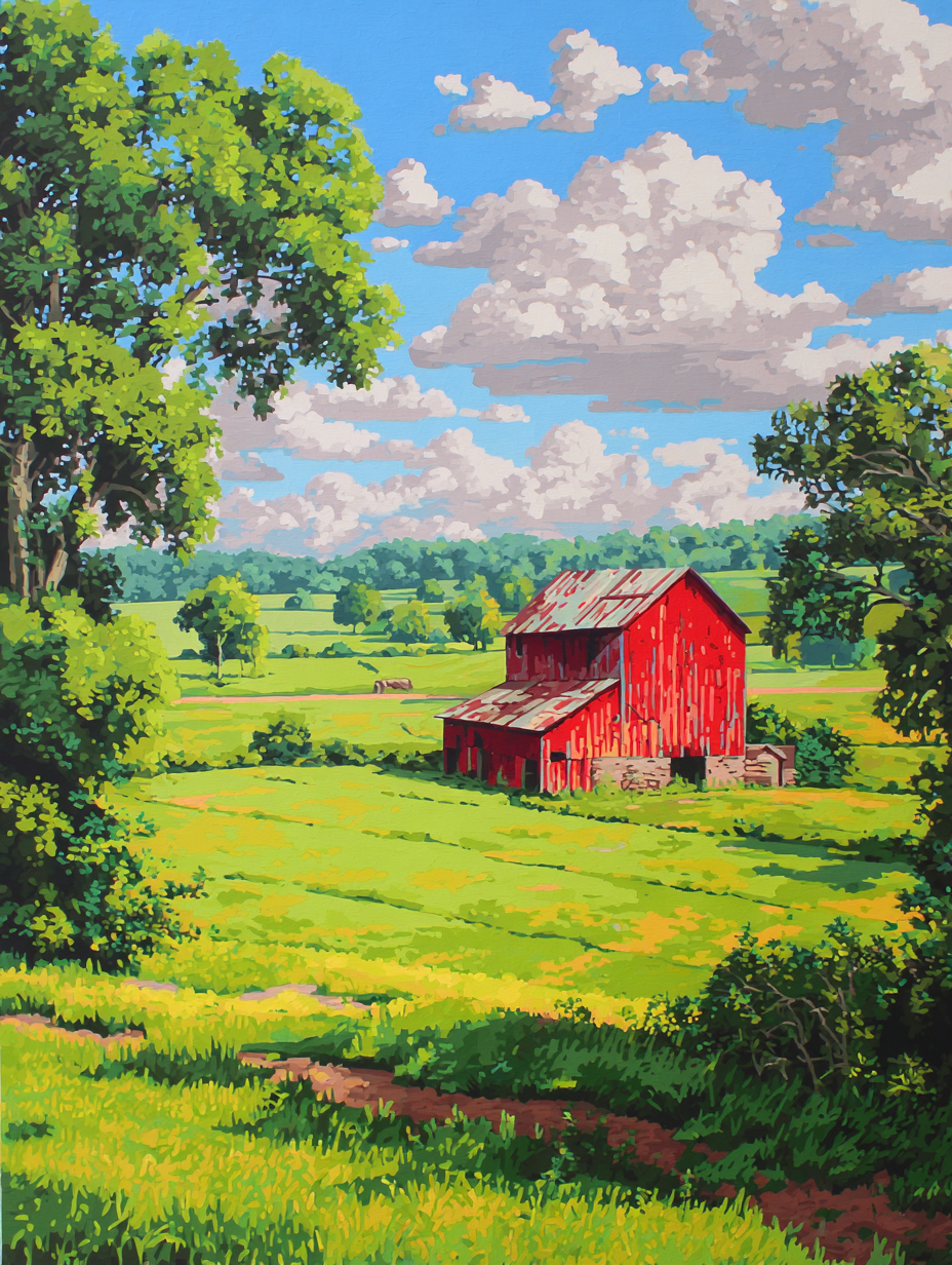 Barn Under Blue Sky (Diamond Painting) Diamond Painting kit