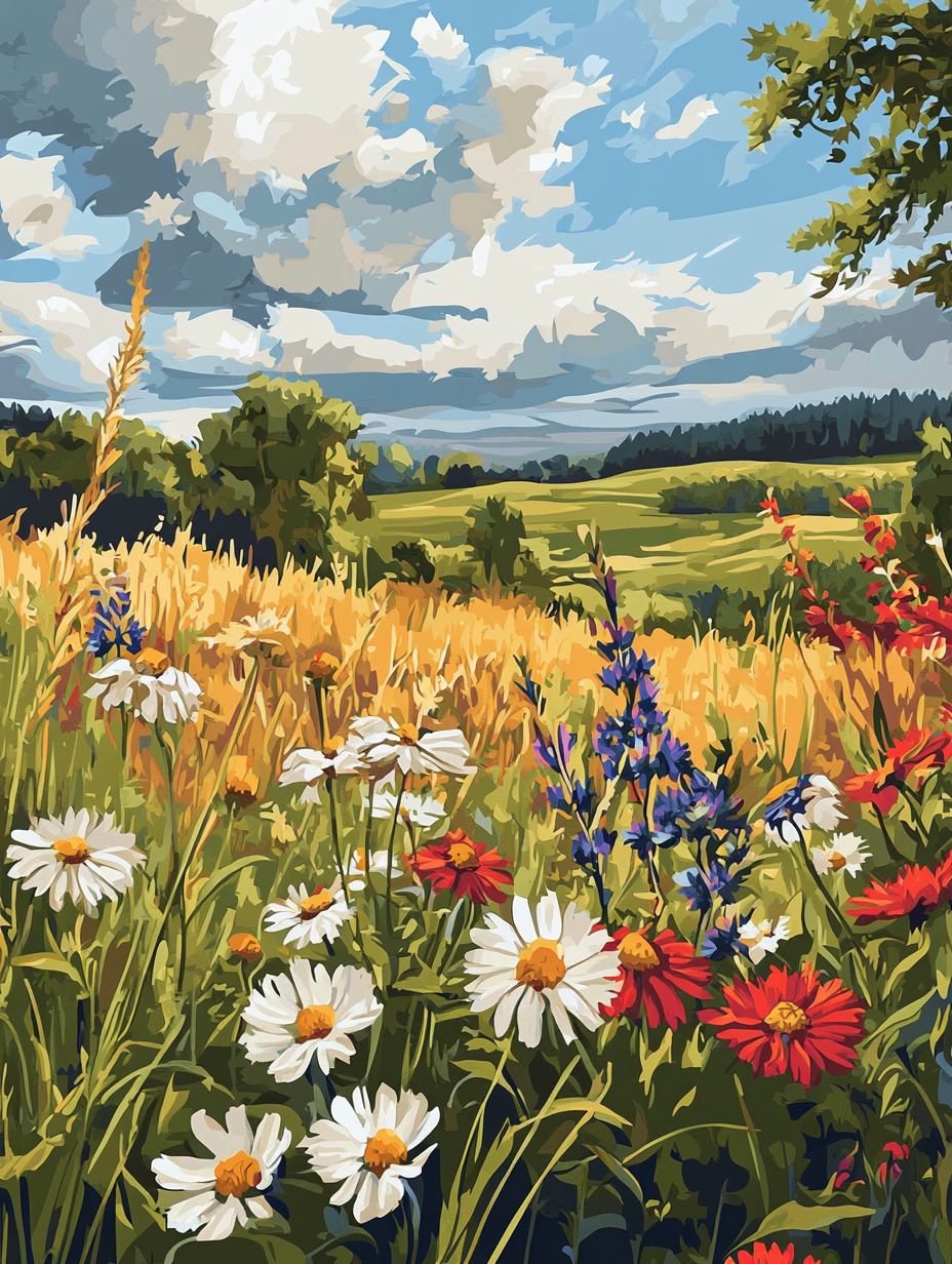 Blooming Countryside (Diamond Painting) Diamond Painting kit