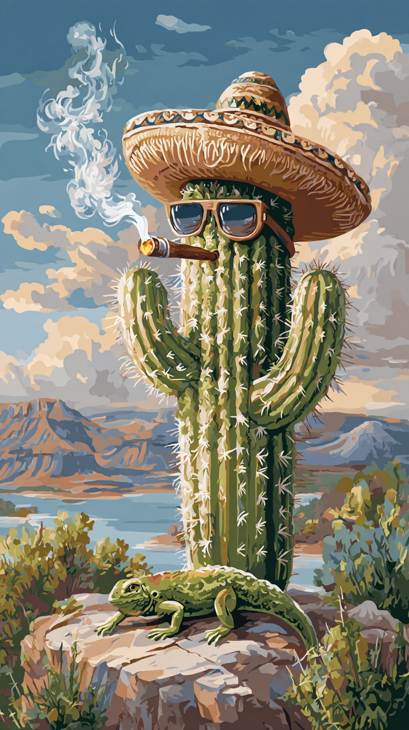 Cactus with a Cigar (Diamond Painting) Diamond Painting kit