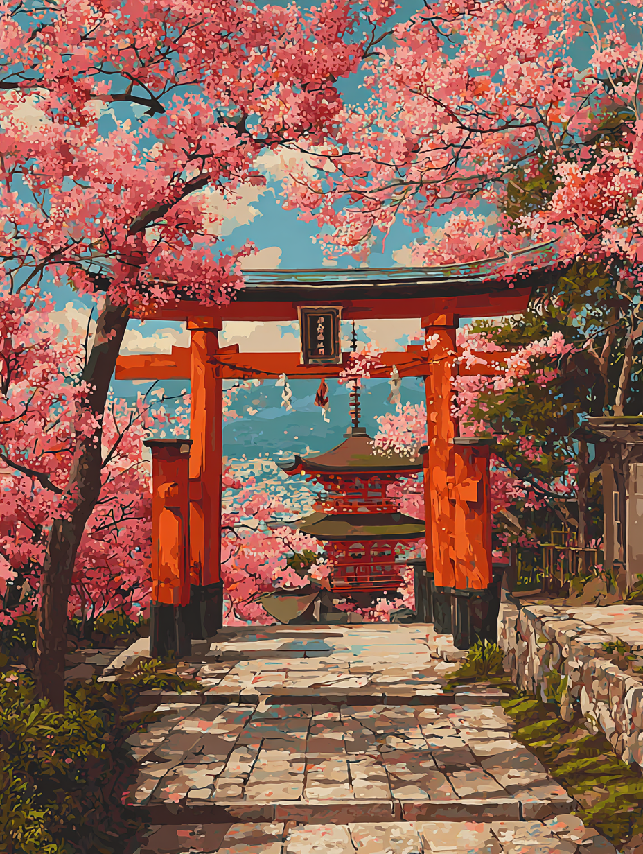 Cherry Blossom Shrine (Diamond Painting) Diamond Painting kit