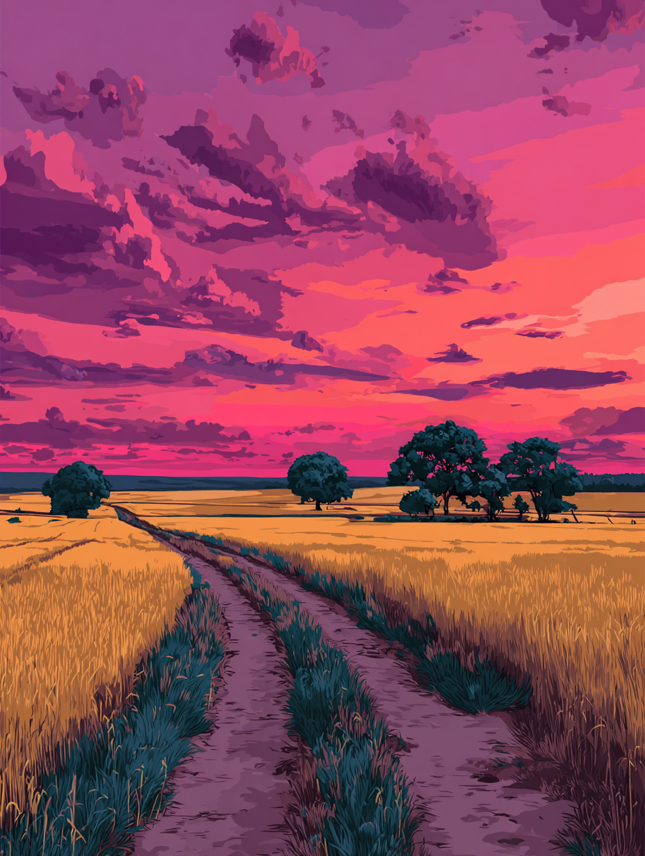 Crimson Wheat Field (Diamond Painting) Diamond Painting kit
