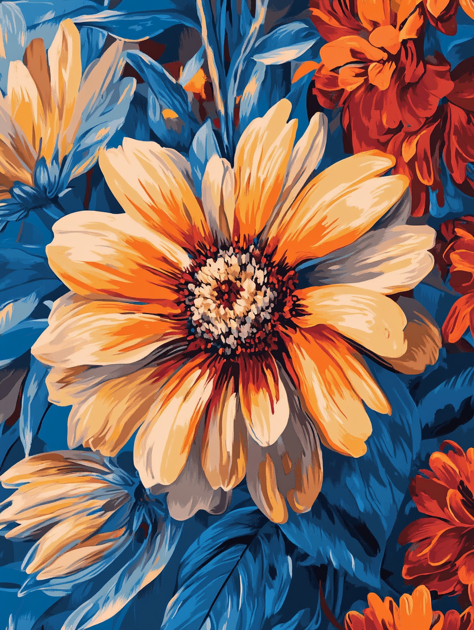 Daisy Blue Leaves (Diamond Painting) Diamond Painting kit