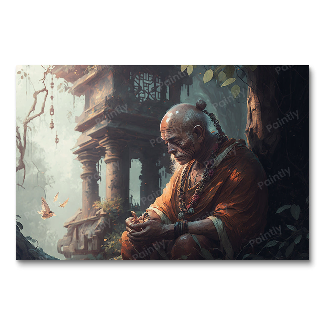Hindu Priest in Deep Meditation II (Diamond Painting) Diamond Painting kit