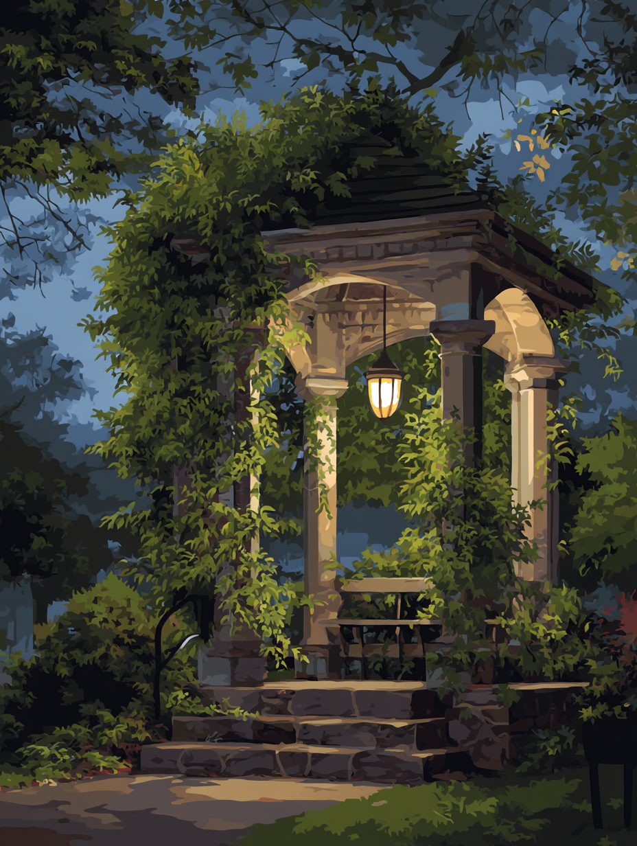 Gazebo Vines Evening Light (Diamond Painting) Diamond Painting kit