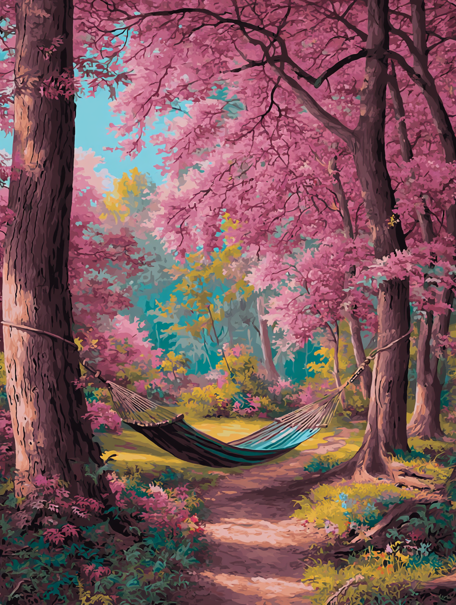 Hammock Pink Blossom Forest (Diamond Painting) Diamond Painting kit