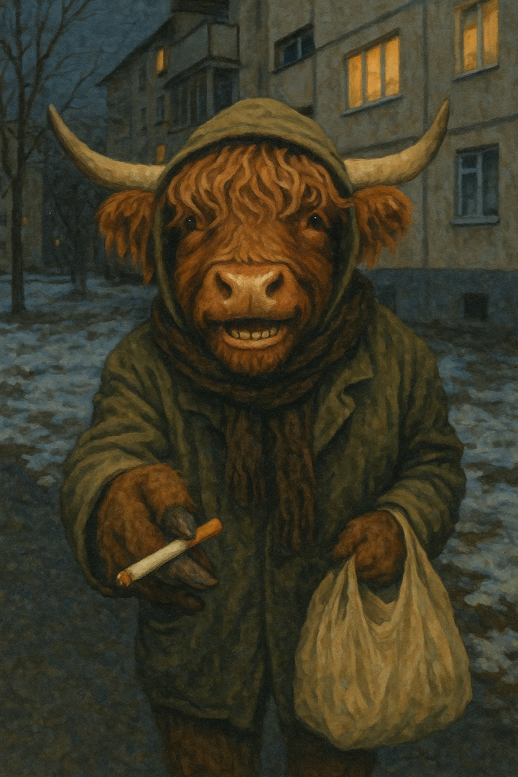Hobo Highland Cow (Diamond Painting) Diamond Painting kit