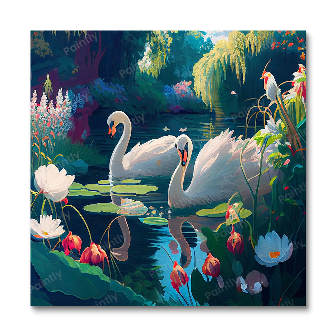 Swans in Love II (Diamond Painting) Diamond Painting kit