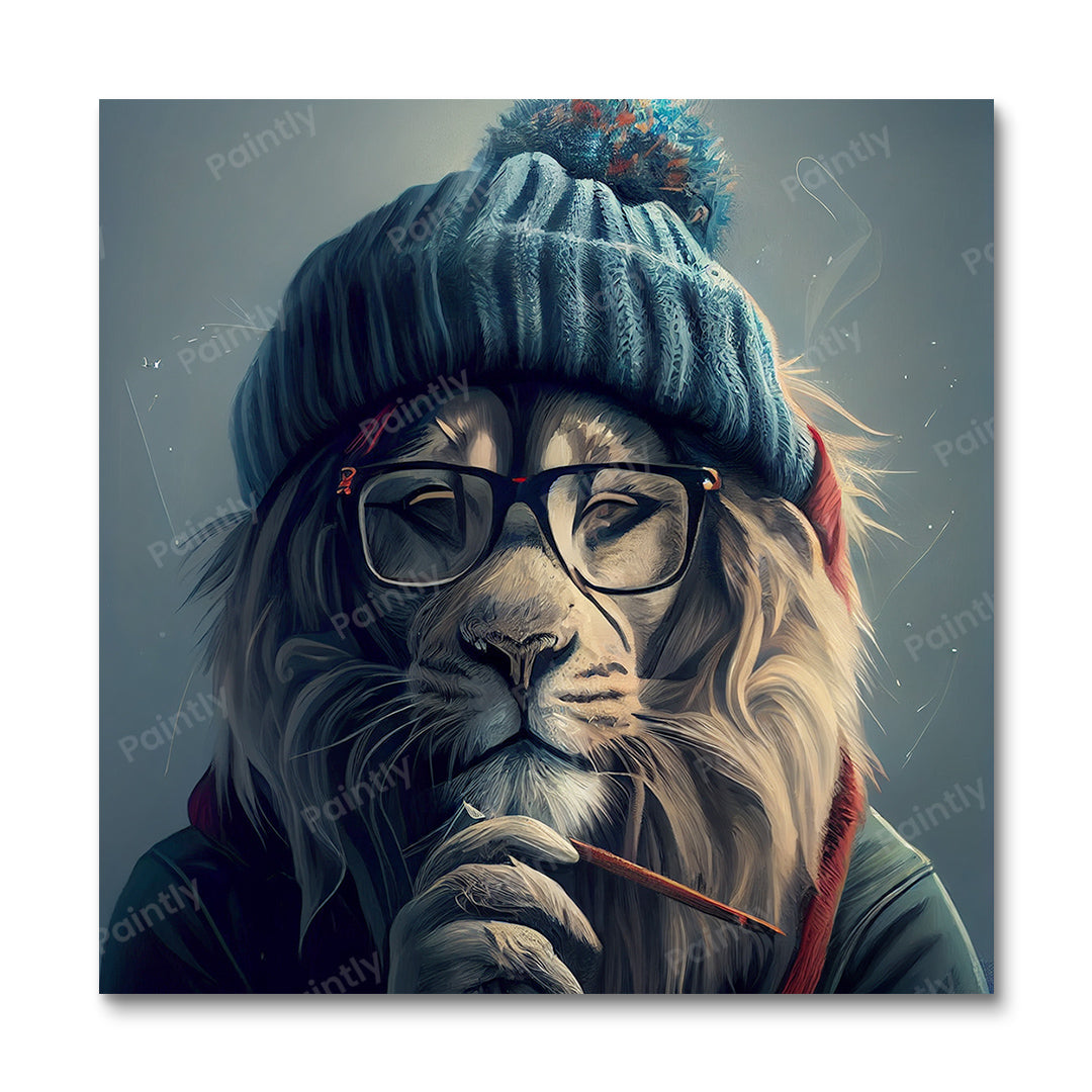 Hipster Lion III (Diamond Painting) Diamond Painting kit