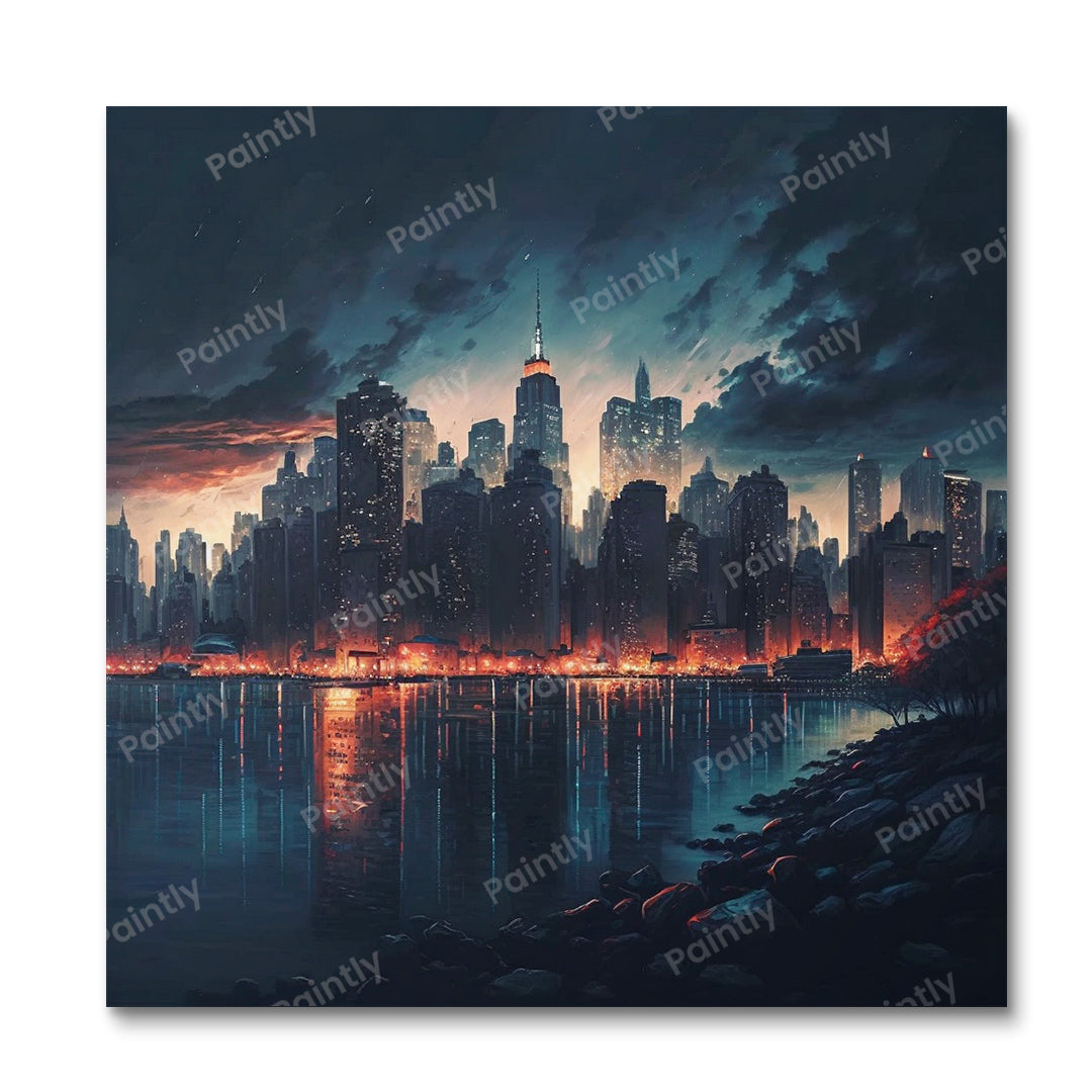 New York by Night Paint by Numbers Kit | PaintlyKits – Paintly Kits