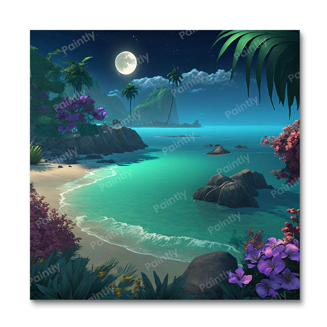 Moonlit Tropical Bliss III (Diamond Painting) Diamond Painting kit