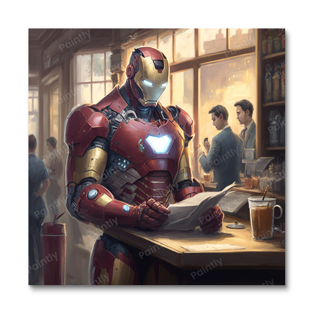Iron Man at a Coffee Shop (Diamond Painting) Diamond Painting kit