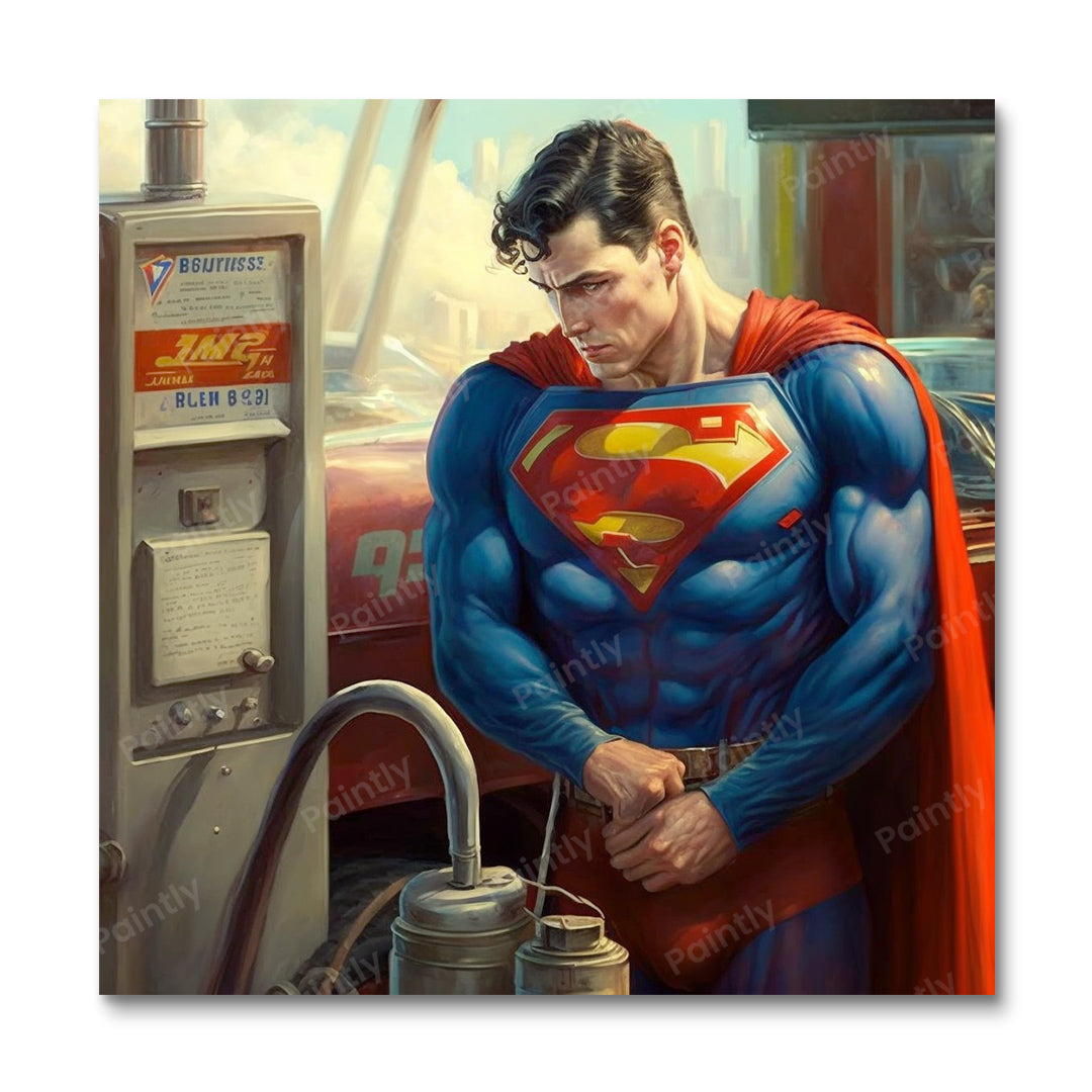 Super Man at the Gas Station (Diamond Painting) Diamond Painting kit