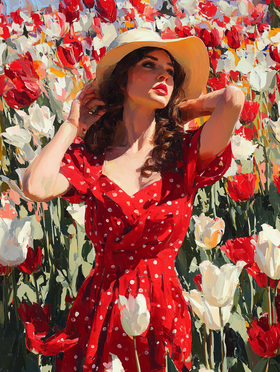 Lady in the Tulips (Diamond Painting) Diamond Painting kit
