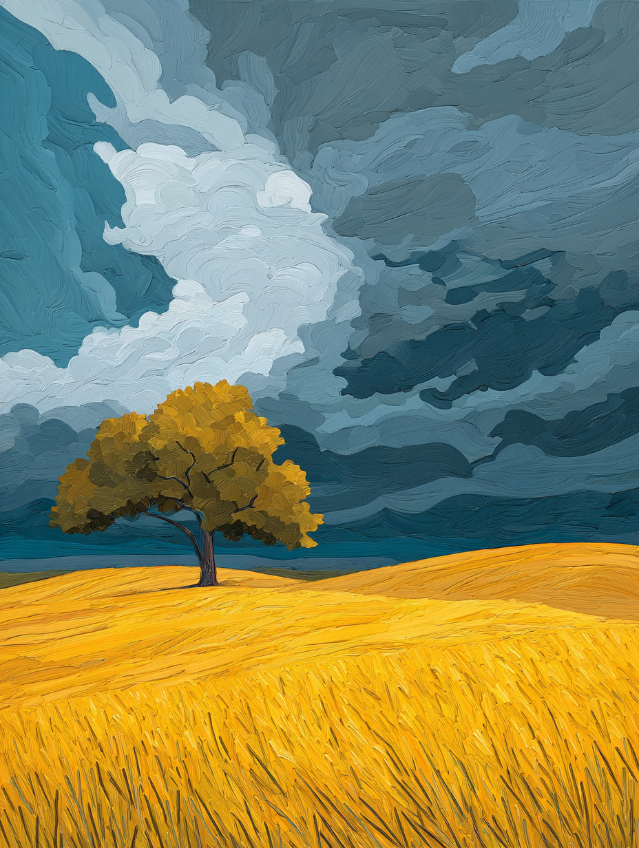 Lone Tree Stormy Field (Diamond Painting) Diamond Painting kit