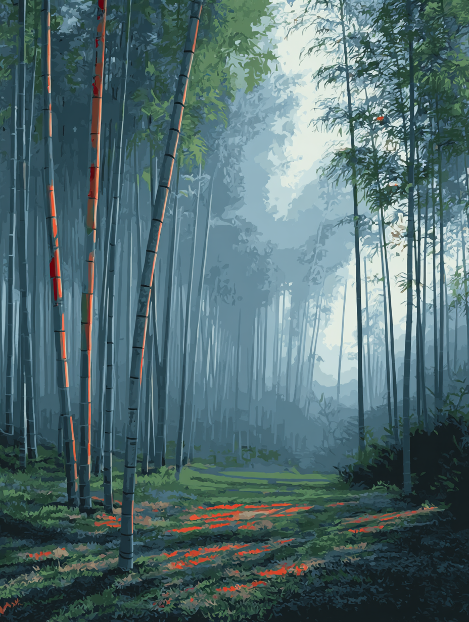 Misty Bamboo Forest Path (Diamond Painting) Diamond Painting kit