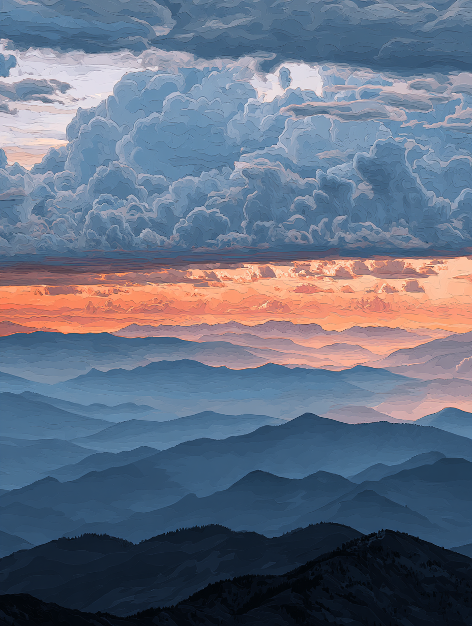 Misty Mountain Evening Glow (Diamond Painting) Diamond Painting kit