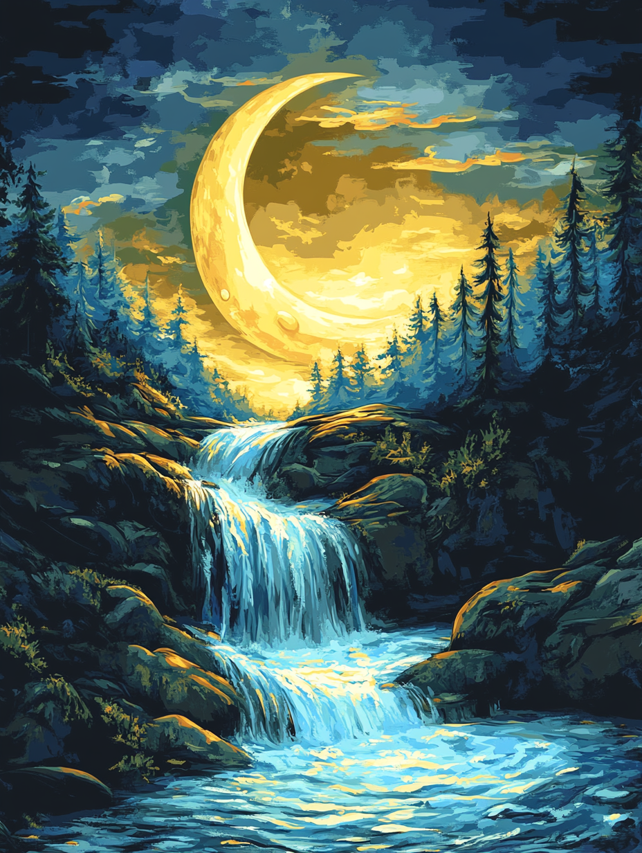 Moonlit Falls (Diamond Painting) Diamond Painting kit