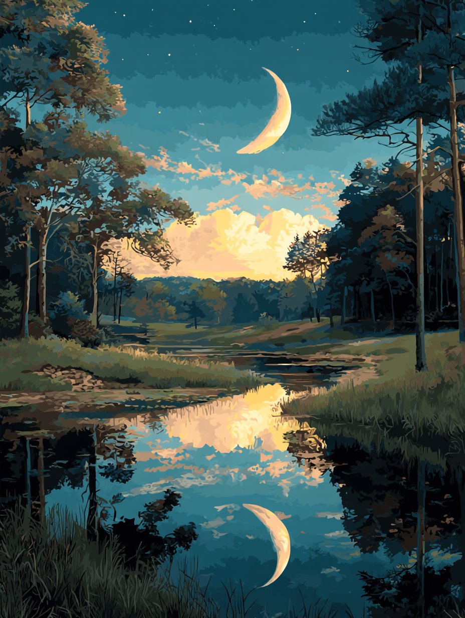 Moonlit Trees Tranquil Pond (Diamond Painting) Diamond Painting kit