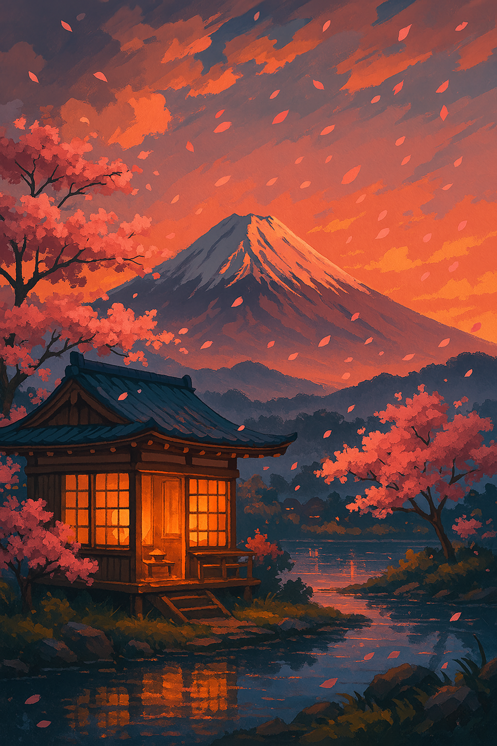 Mount Fuji Tea House (Diamond Painting) Diamond Painting kit