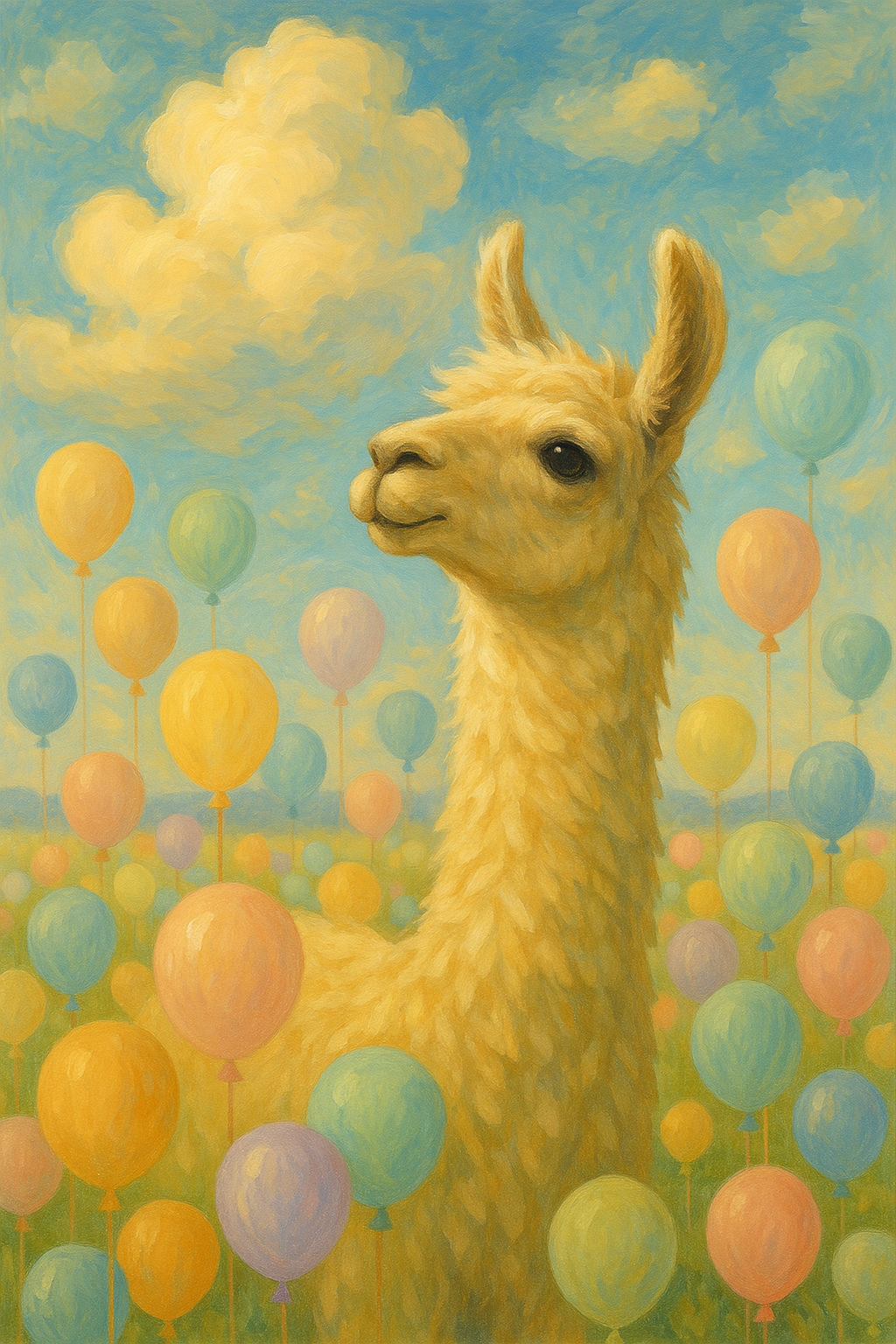 Llama in a Field of Balloons (Diamond Painting) Diamond Painting kit