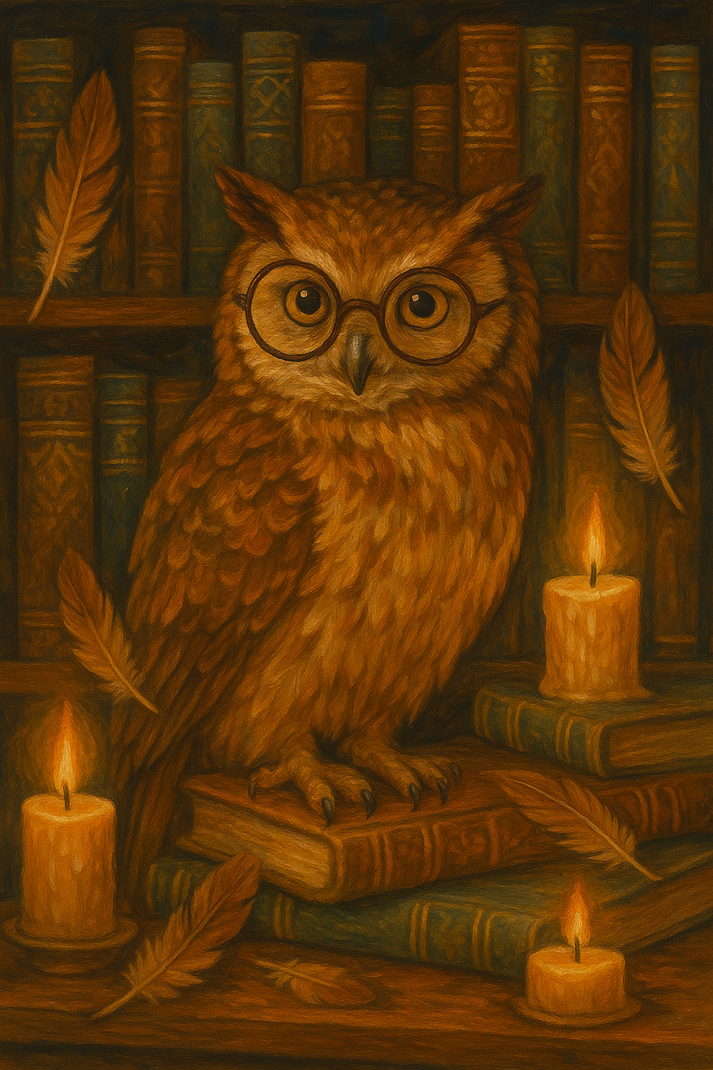 Owl in Candlelit Library (Diamond Painting) Diamond Painting kit