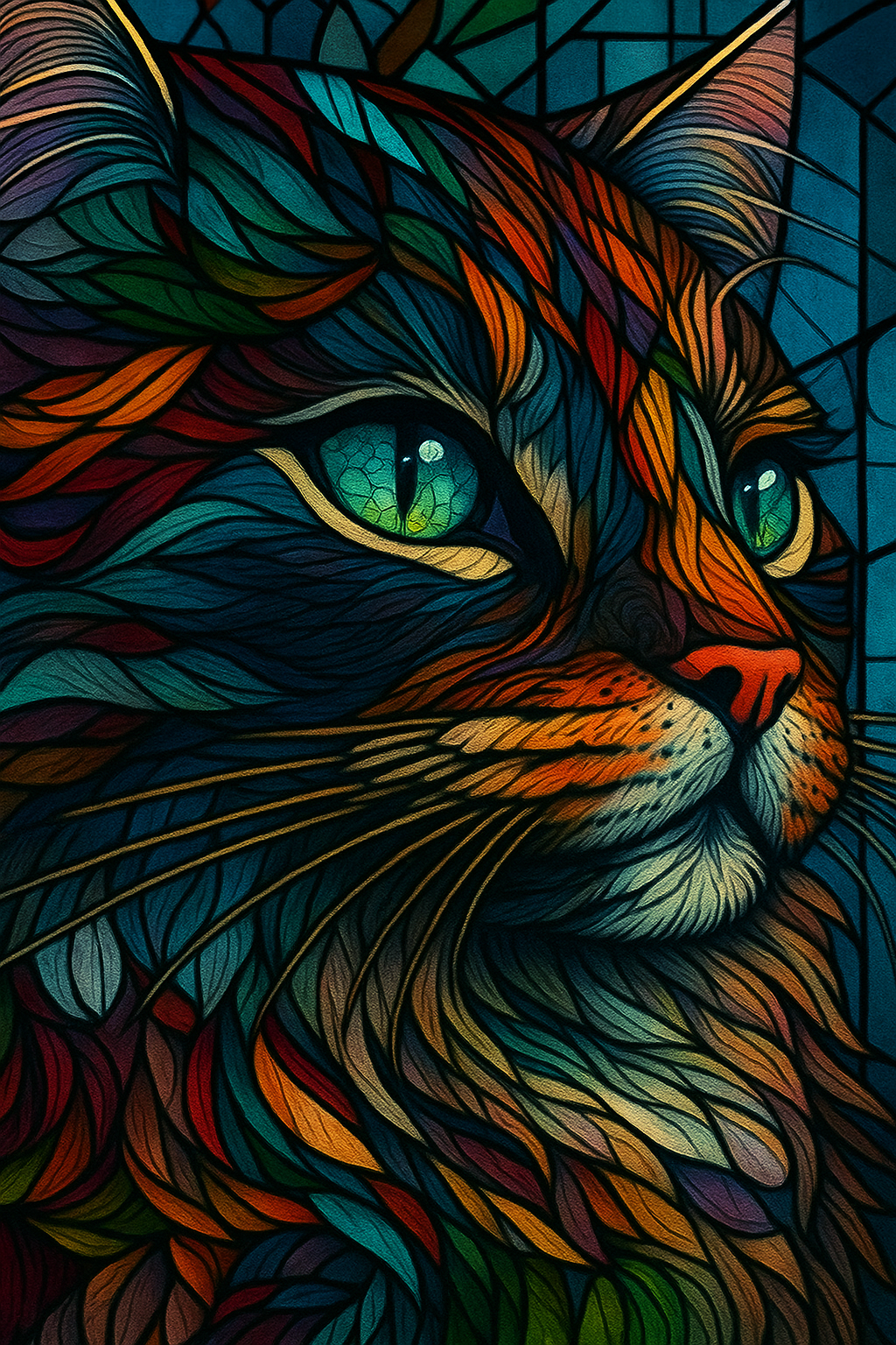 Stained Glass Prismatic Cat